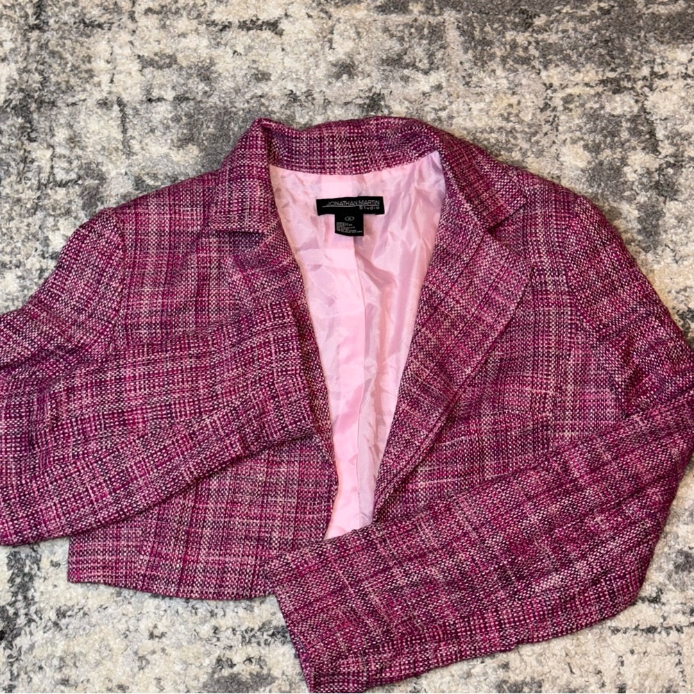 Jonathan Martin Blazer Pink Tweed Vintage Crop Legally Blonde Style Barbie Sz 8
